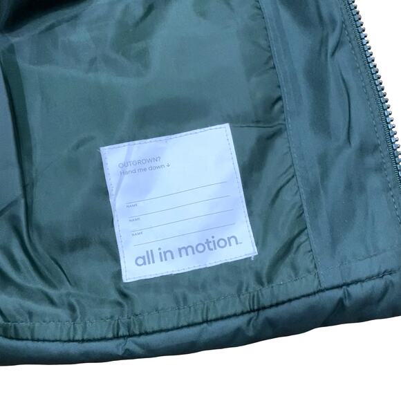 All In Motion green secured hand pockets kid's puffer vest Size L (12/14) - Picture 6 of 7